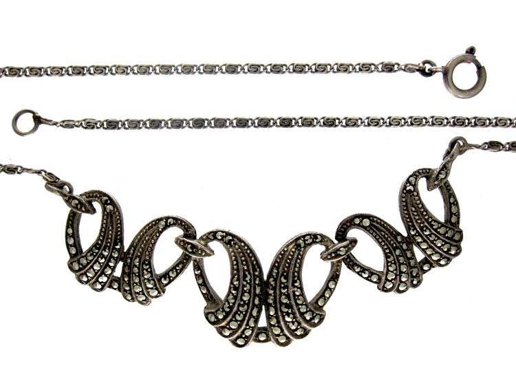 Silver Marcasite Swag Necklace