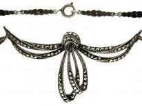 Silver Marcasite Bow Necklace