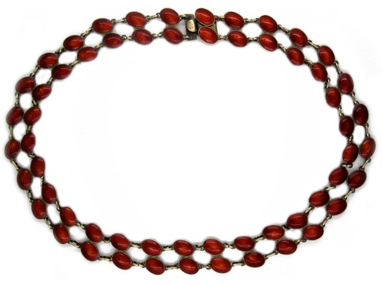 Silver Red Enamel Collar