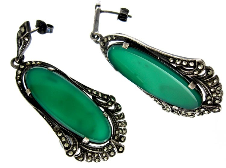 Crysophase Marcasite Art Deco Earrings