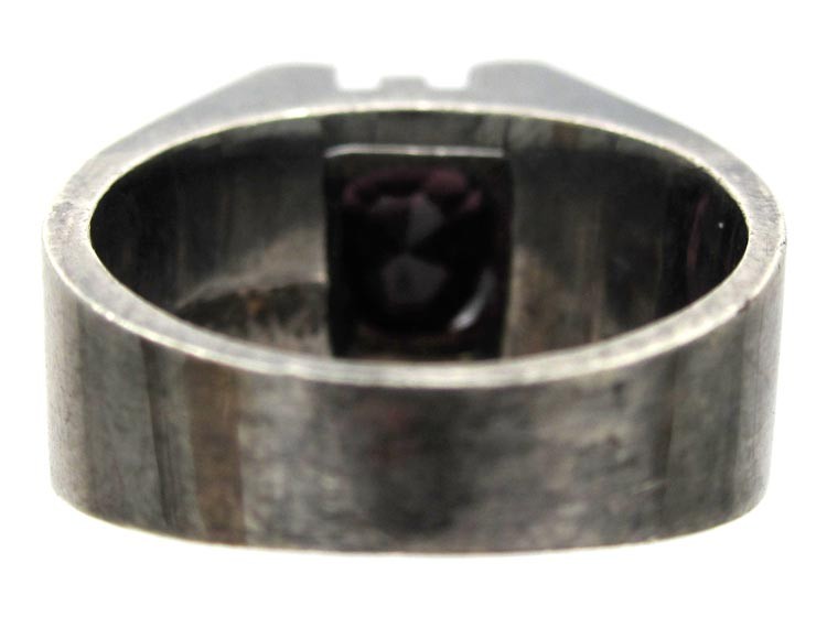 Silver Garnet Retro Ring