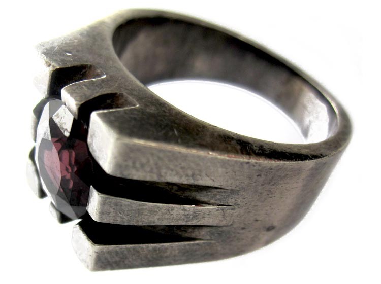 Silver Garnet Retro Ring