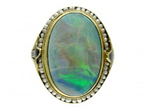Opal Enamel Art Nouveau Ring