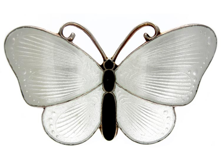 Silver Enamel Butterfly Brooch