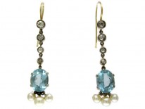 Aquamarine & Natural Pearl Drop Earrings
