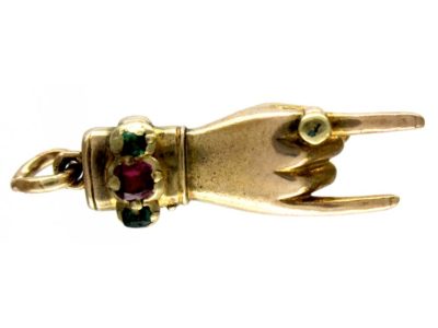Emerald & Ruby Hand Gold Charm