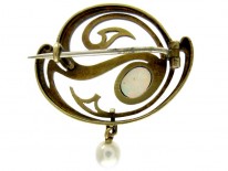 Art Nouveau 15ct Gold & Opal Set Brooch
