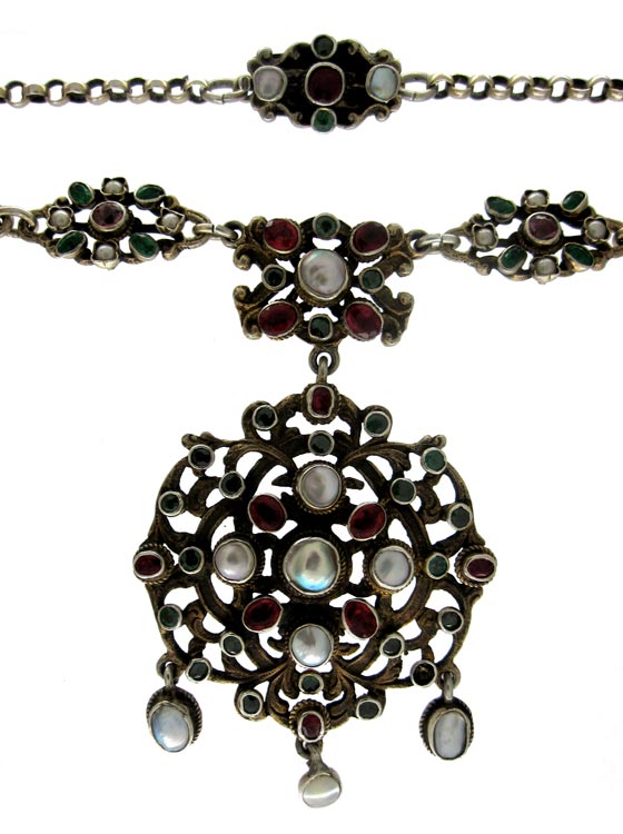 Austro-Hungarian Garnet & Blister Pearl Pendant Necklace (902A) | The ...