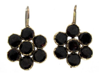Georgian Flower Garnet Earrings