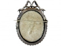 Georgian Large Oval Silver & Enamel Miniature Brooch After Boucher