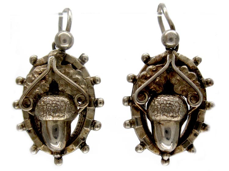 Acorn Silver Victorian Earrings