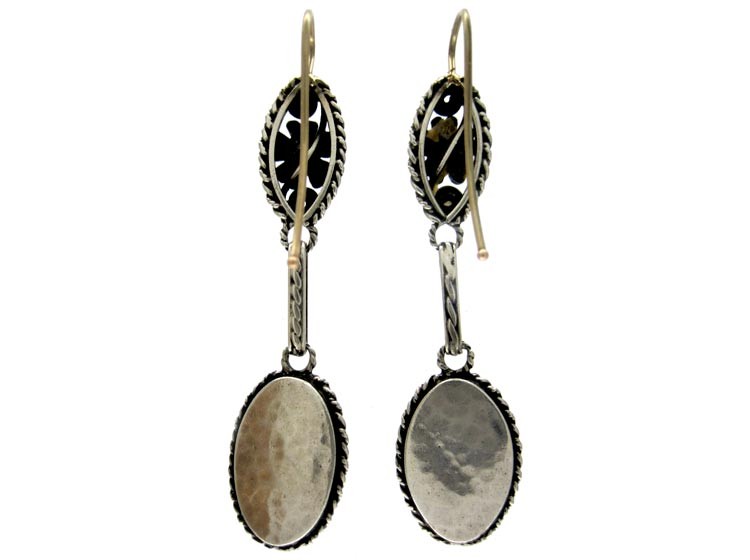 Arts & Crafts Silver & Blister Pearl Earrings