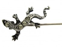 Silver & Paste Lizard Tie Pin
