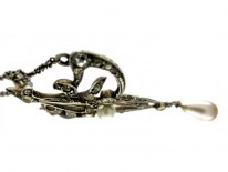 Art Nouveau Paste & Silver Pendant on Chain