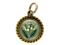 Carved Reverse Intaglio Crystal Charm of Lilly of The Valley