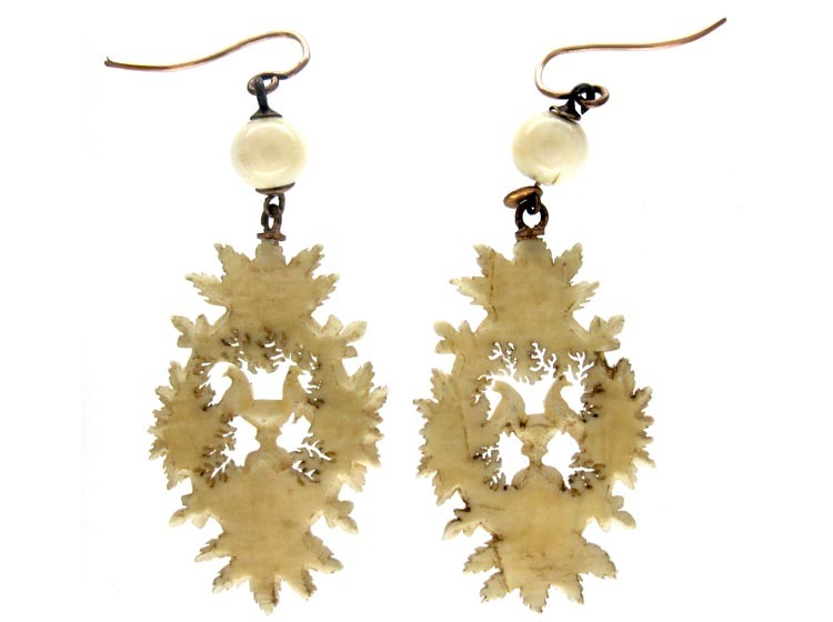 Carved Ivory Doves of Pliny Earrings