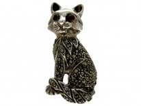 Silver & Marcasite Cat Brooch