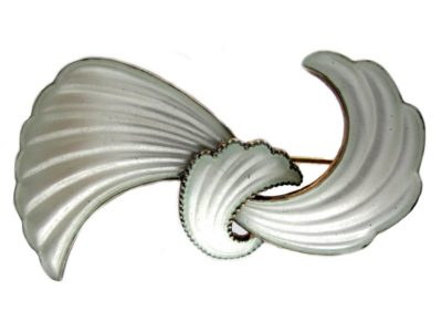 David Andersen White Enamel & Silver Brooch