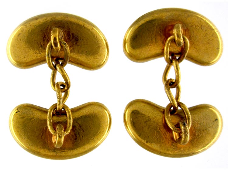Kidney Bean 15ct Gold Cufflinks (356B) The Antique Jewellery Company