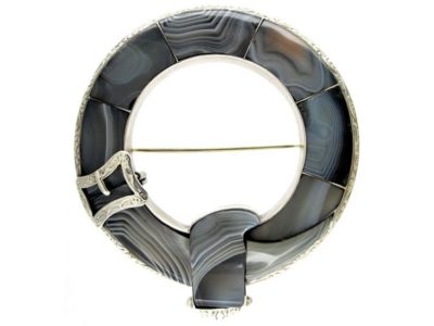 Scottish Silver & Grey Agate Brooch