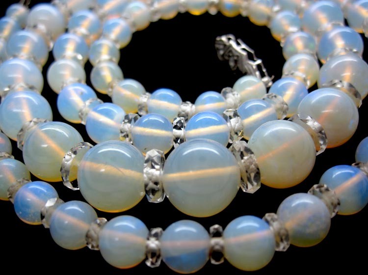Graduated Opal Bead Necklace