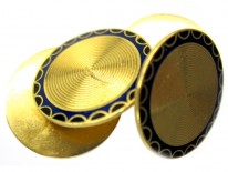 French 18ct Gold Enamel Cufflinks