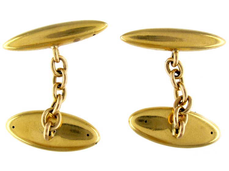 18ct Gold Plain Cuflinks (508B) | The Antique Jewellery Company