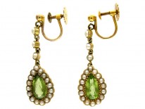 Peridot & Pearl 15ct Drop Earrings