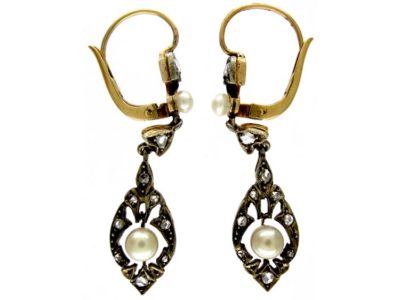 Diamond & Pearl Drop Earrings