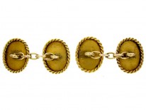 Victorian 9ct Gold Rope Edge Cufflinks