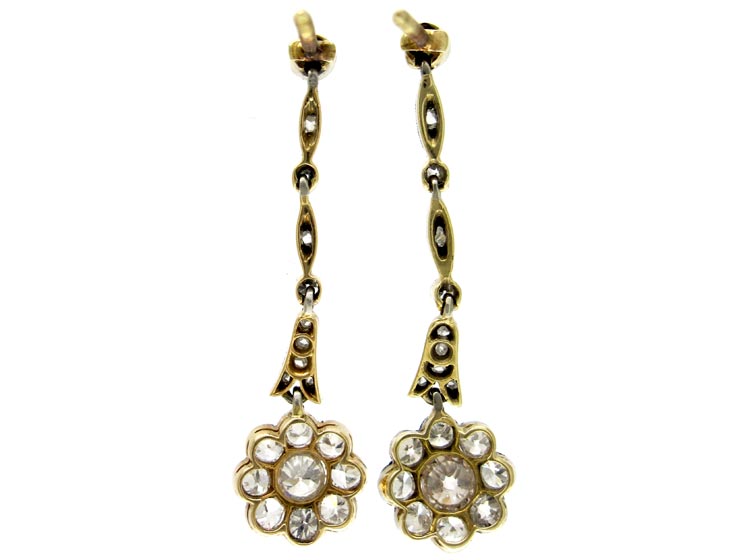 Diamond Drop Cluster Earrings (555B) | The Antique Jewellery Company