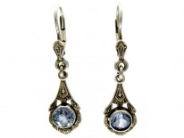 Silver & Blue Paste Drop Earrings