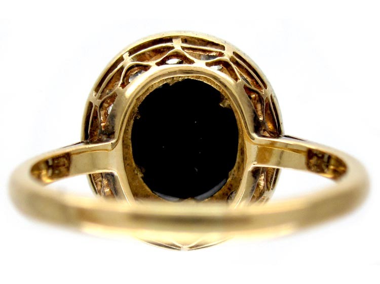 Edwardian Black Opal Diamond Set Ring