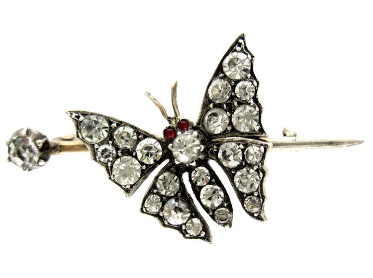Paste Silver Butterfly Brooch