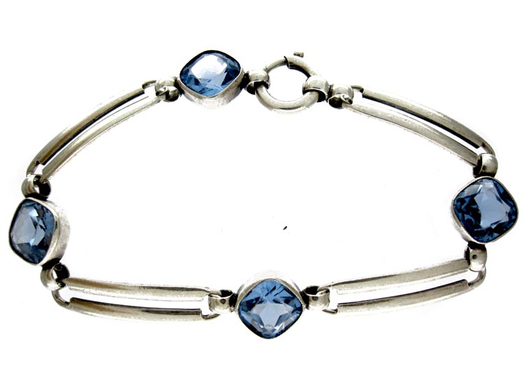Silver & Blue Zircon Bracelet (554B) | The Antique Jewellery Company
