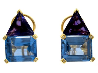 Blue Topaz & Amethyst Earrings