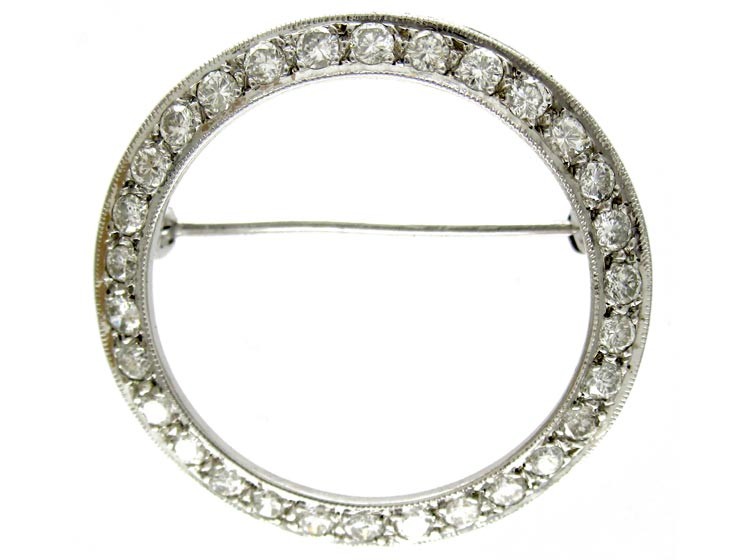 18ct White Gold Diamond Circle Brooch
