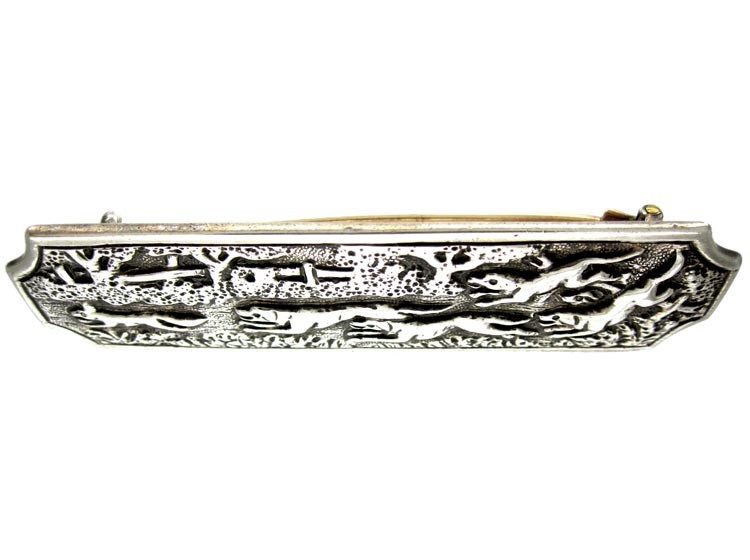 Silver Victorian Hunting Brooch