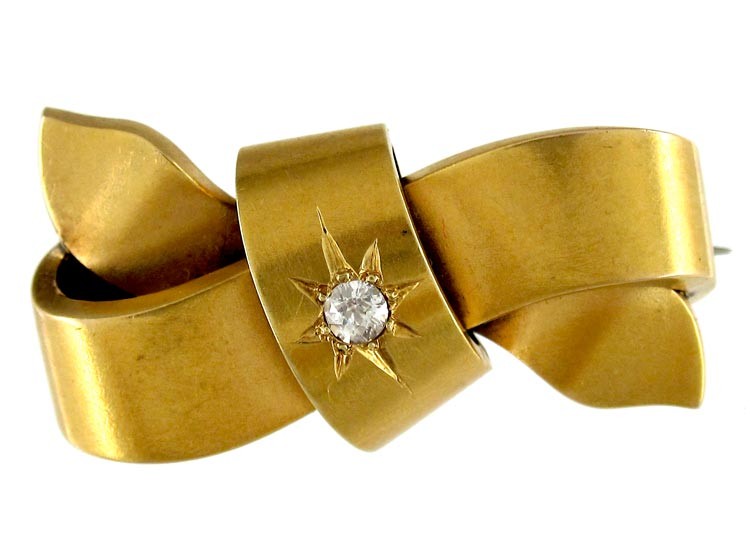 Victorian Diamond Bow Brooch