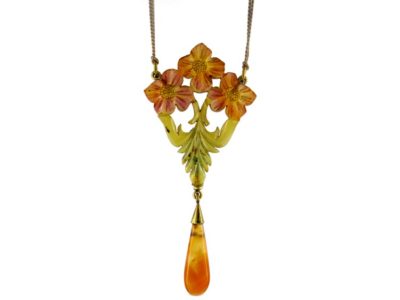 Art Nouveau Carved Horn Pendant