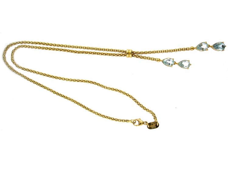 Retro Aquamarine 18ct Gold Necklace