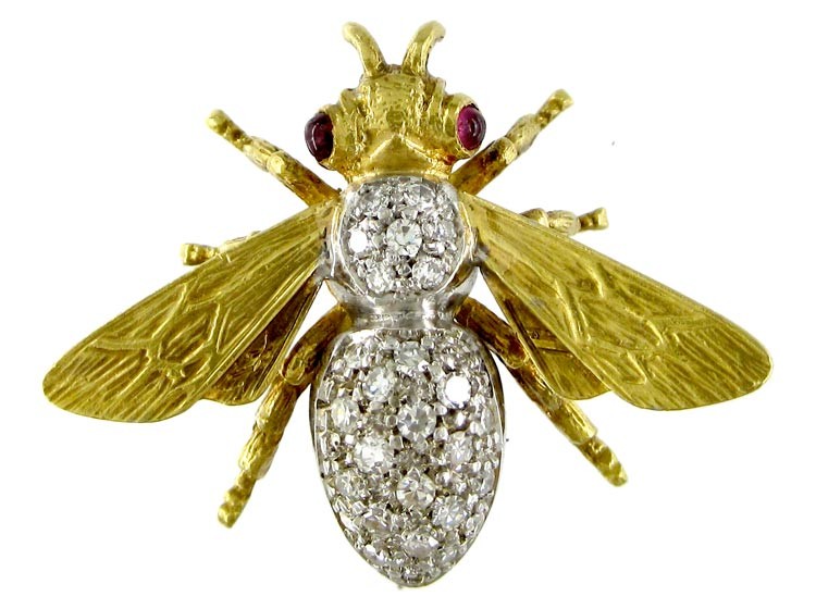Gold & Diamond Bug Brooch