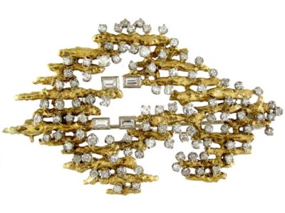 Gold & Diamond Retro Brooch