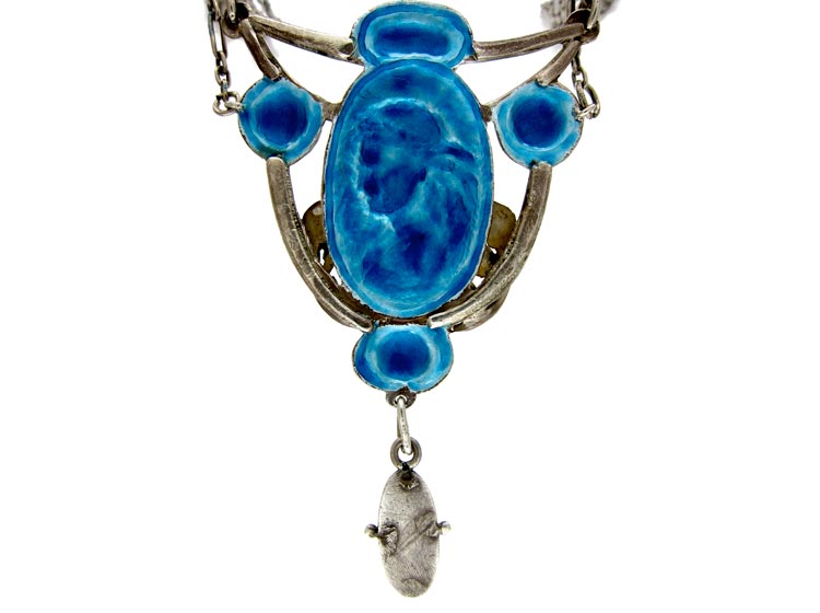 Art Nouveau Silver & Enamel Necklace attributed to Bertha Lang Goff ...