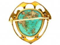 Murrle Bennett Art Nouveau Turquoise & 15ct Gold Brooch