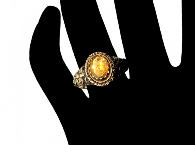 18ct Gold Georgian Foiled Citrine Ring