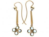 Aquamarine & Pearl 9ct Gold Drop Earrings