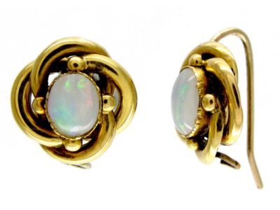 Opal 18ct Gold Coil Earrings