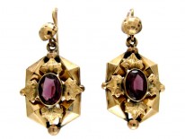 Garnet 15ct Gold Victorian Earrings