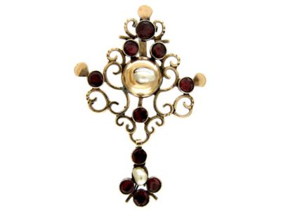 Georgian Garnet & Pearl Pendant